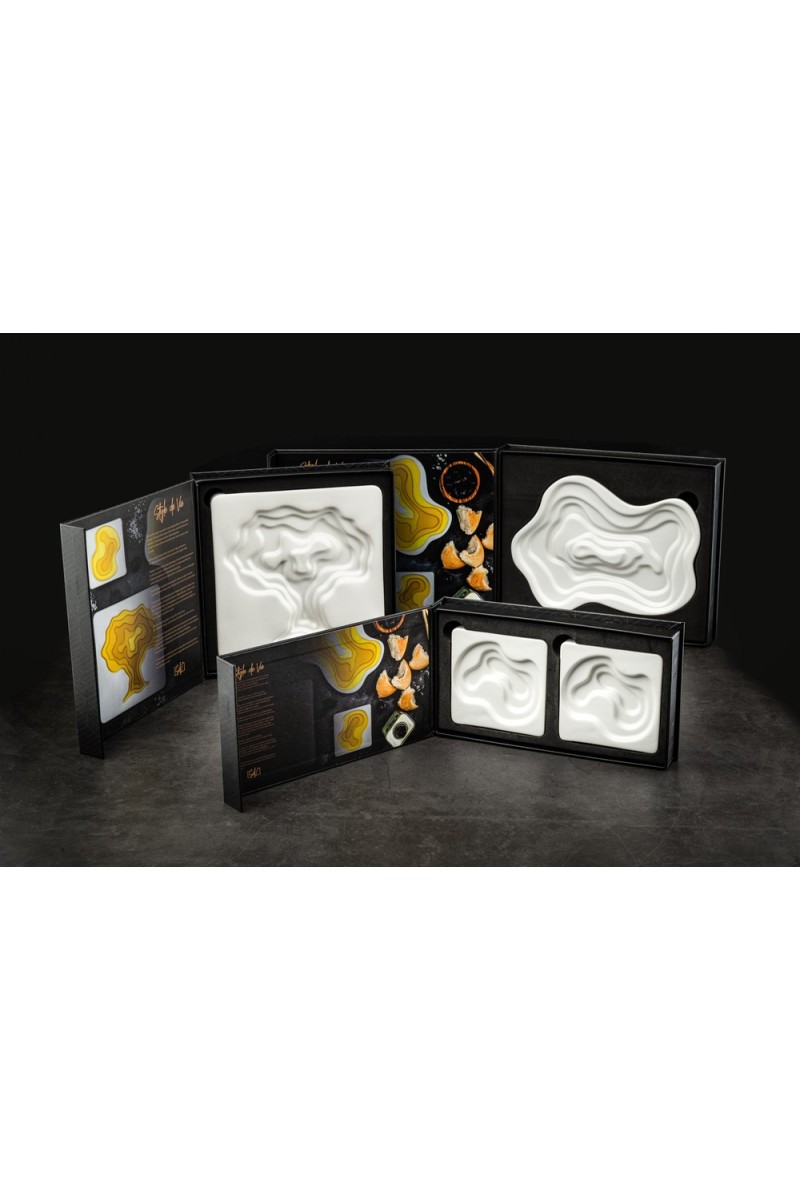 Elegant ceramic dip bowls with abstract pattern - Set of 9 cm