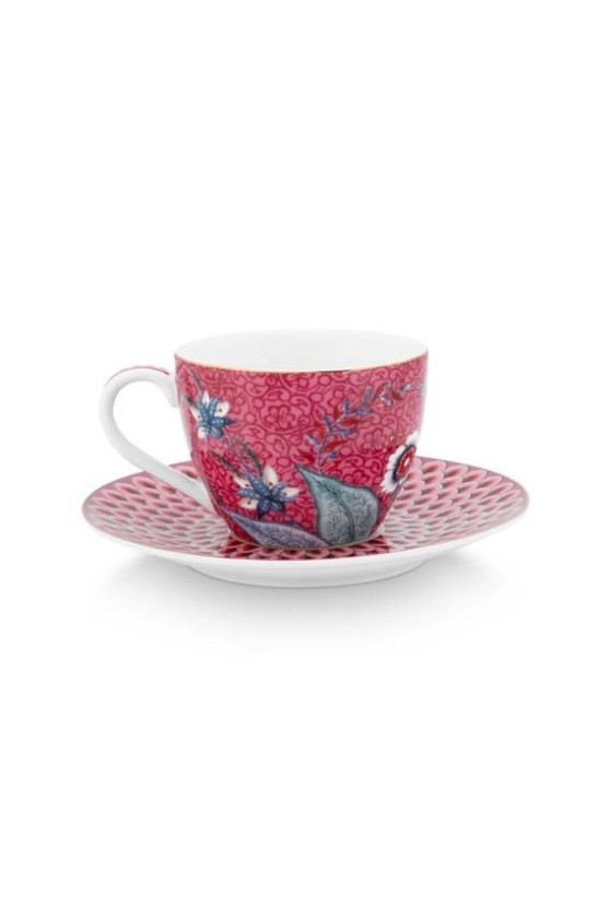 Pip Studio Espresso Kopjes & Schotels Flower Festival Donkerroze 120ml