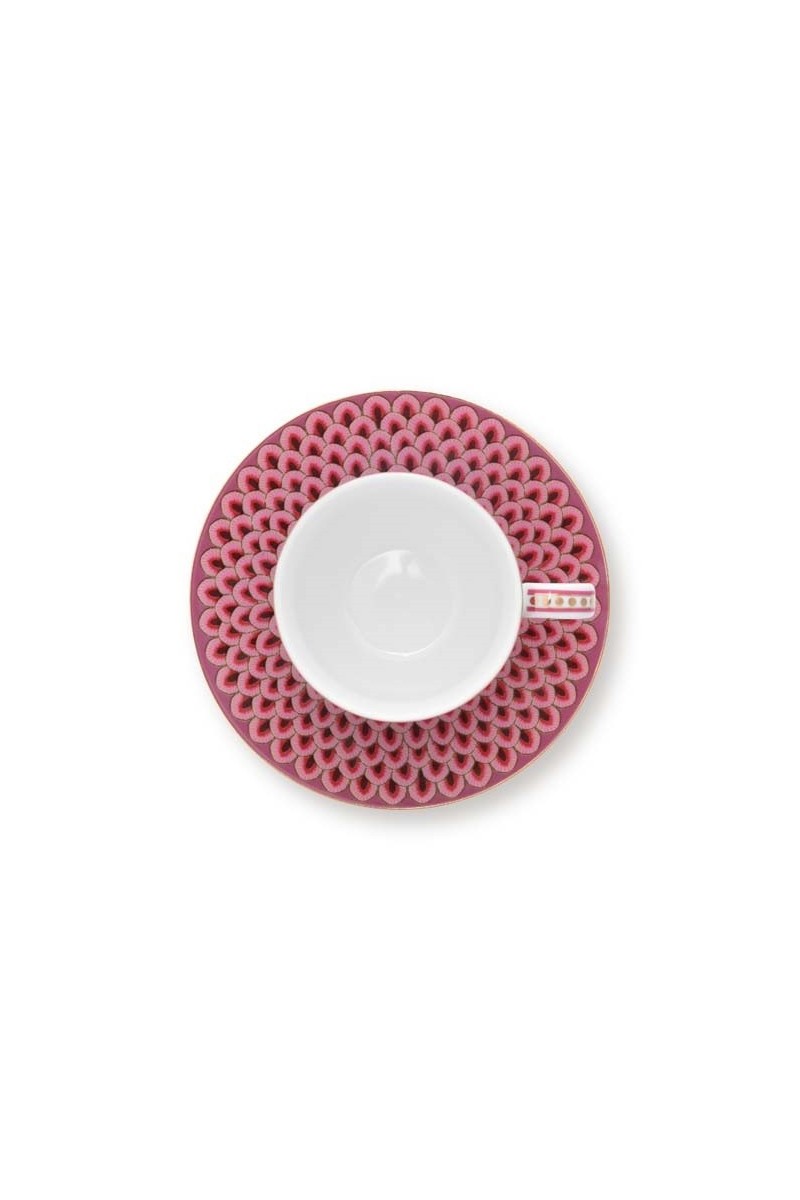 Pip Studio Espresso Kopjes & Schotels Flower Festival Donkerroze 120ml