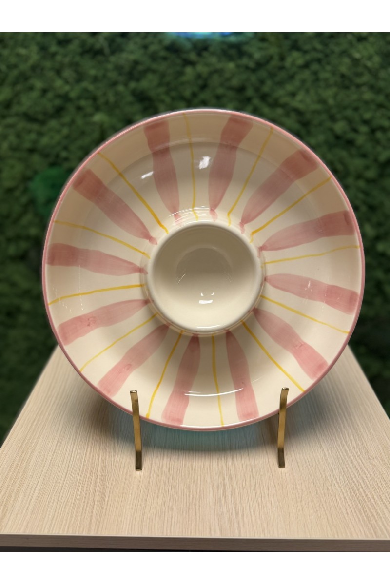 Nine Saar Chip & Dip Bowl Pink/Yellow Stripes