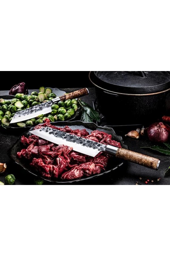 Forged VG10 Bunka messenset met lederen hoesjes