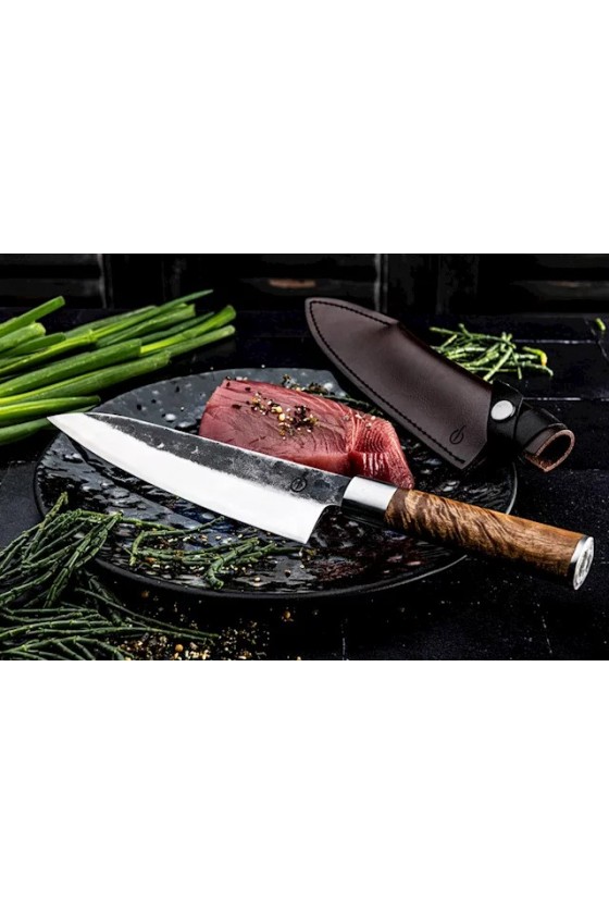 Forged VG10 Chef's Knife with Leather Sheath