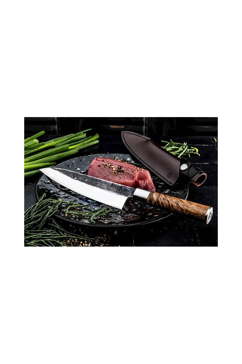 Forged VG10 Chef's Knife with Leather Sheath