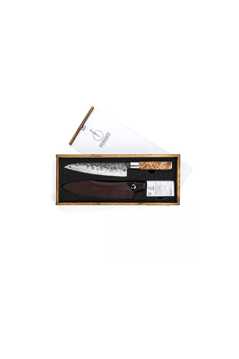 Forged VG10 Chef's Knife with Leather Sheath