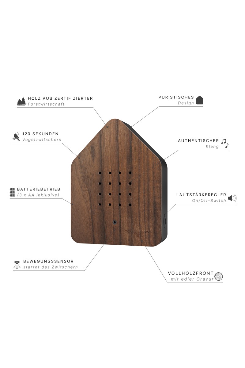Zwitscherbox Birdhouse Walnut