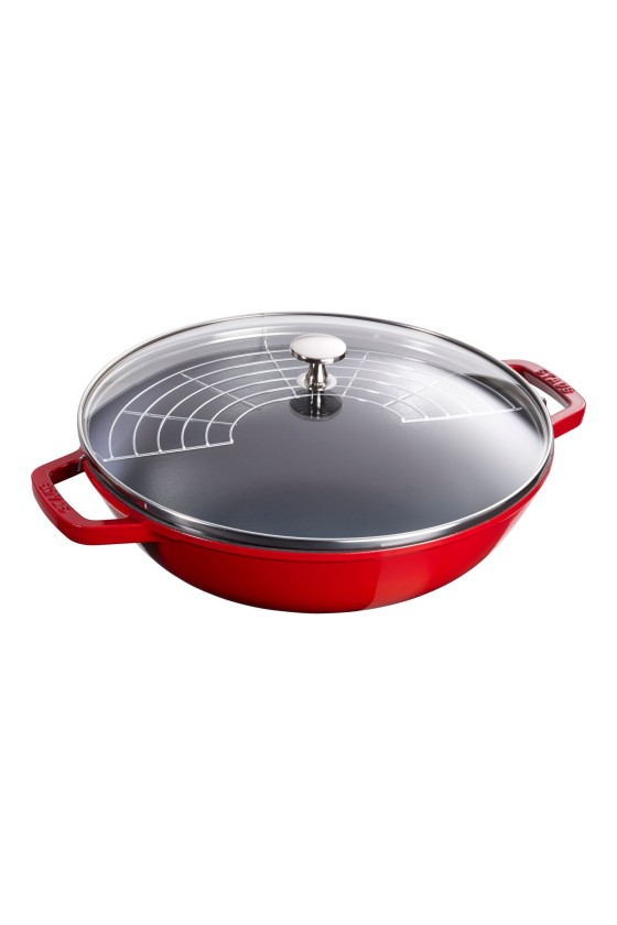 Staub Wok with glass lid 30 cm, Cherry Red