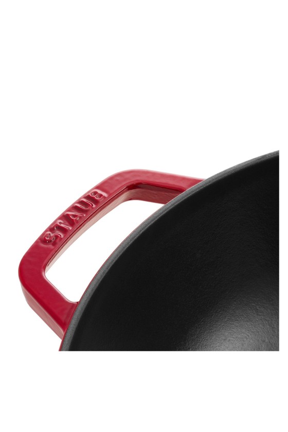 Staub Wok met glazen deksel 30 cm, Kersenrood