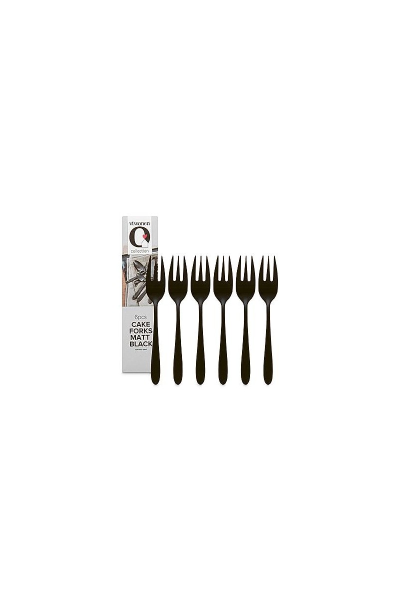 VT Wonen Set of 6 matte black cake forks VT Wonen Set of 6 matte black cake forks