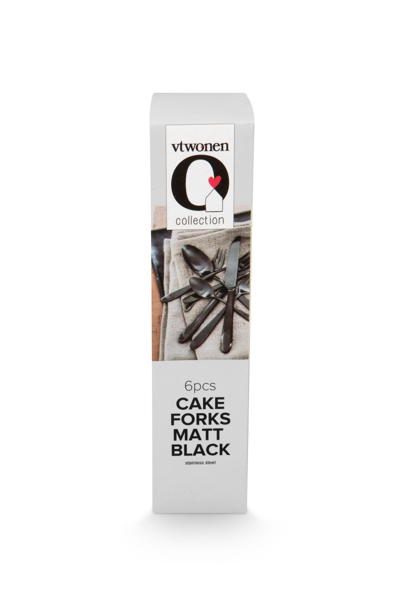 VT Wonen Set of 6 matte black cake forks