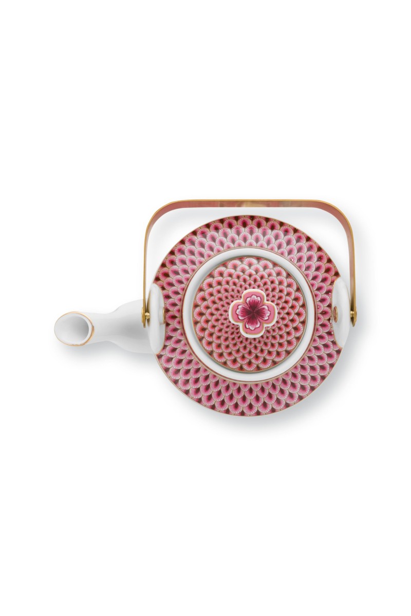 Pip Studio Oriental Flower Festival Dark Pink Teapot 1000ML