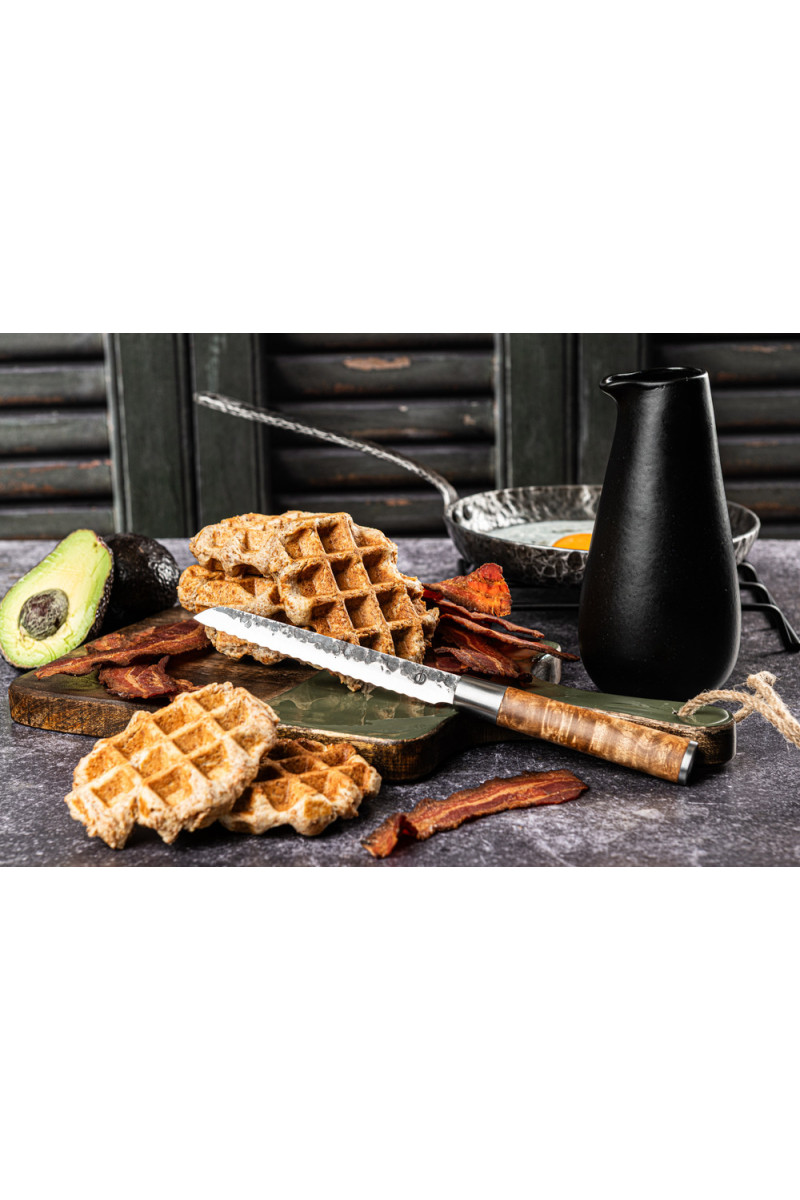 Forged VG 10 Universal Knife, handy all-rounder with root wood handle