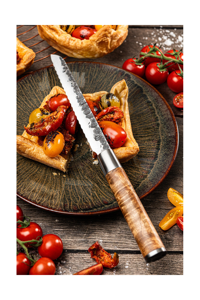 Forged VG 10 Universal Knife, handy all-rounder with root wood handle