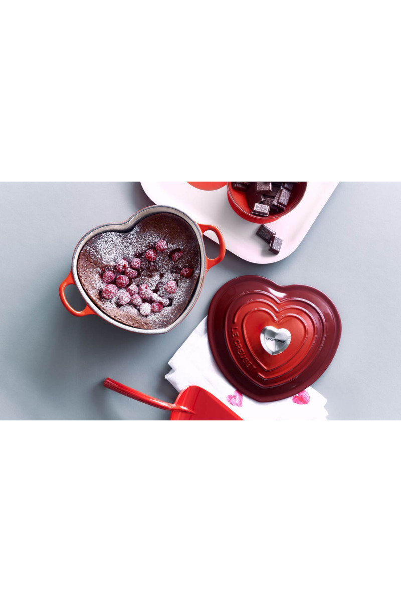 Le Creuset Braadpan Hart met RVS Hartjesknop 20cm