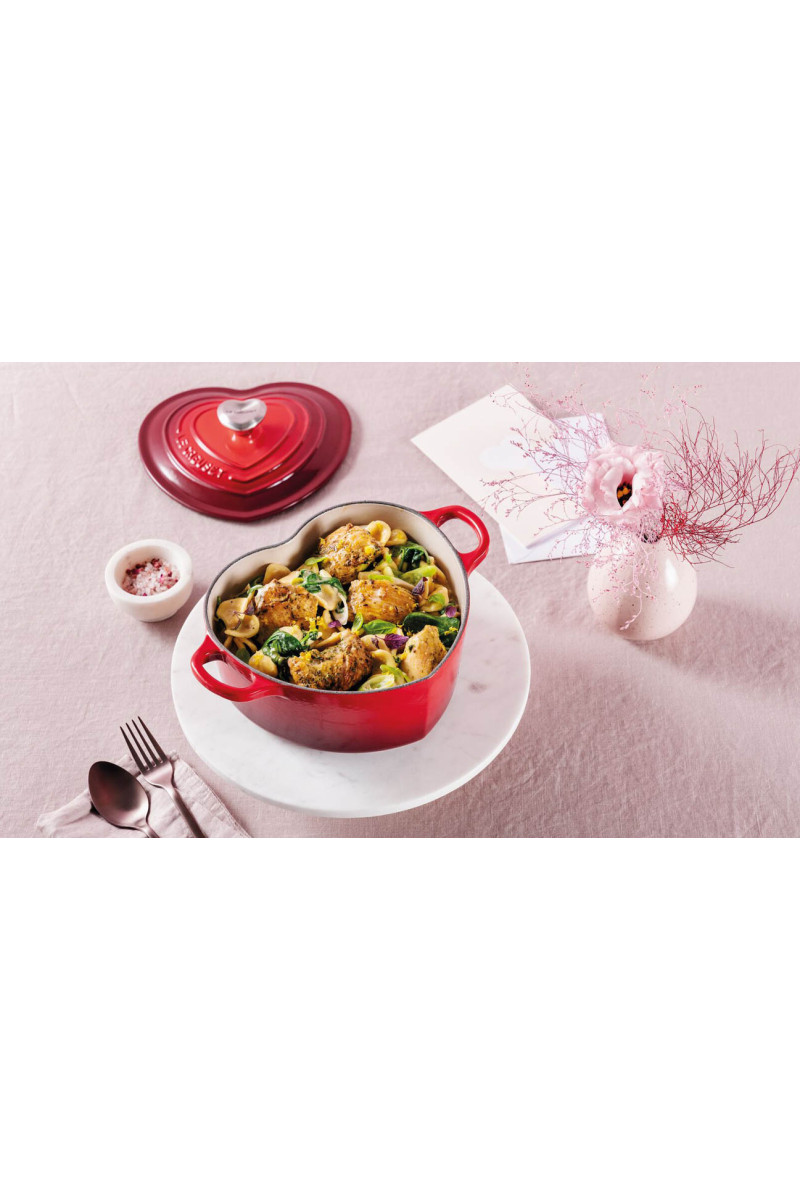 Le Creuset Braadpan Hart met RVS Hartjesknop 20cm