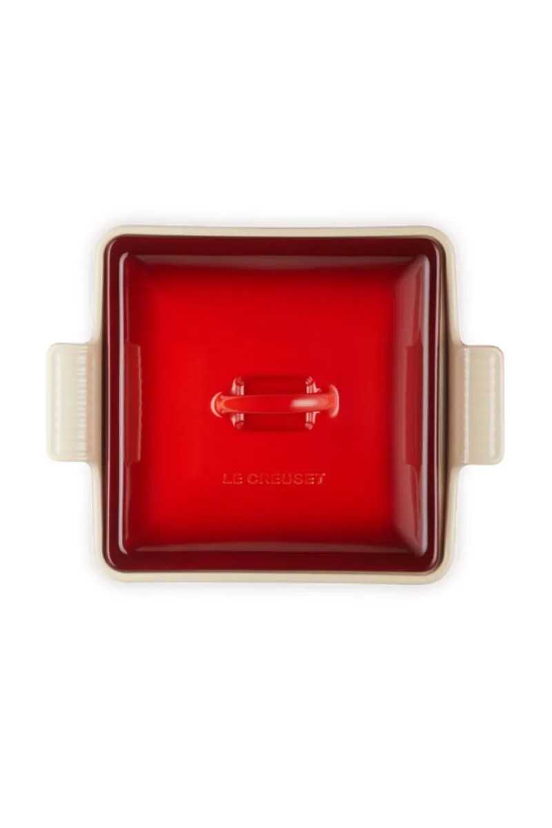 Le Creuset Heritage Ovenschaal met Deksel Vierkant, 23cm kersenrood