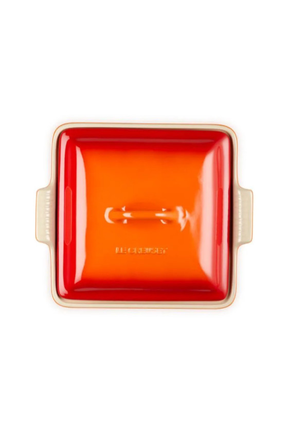 Le Creuset Heritage Ovenschaal met Deksel Vierkant, 23cm Oranjerood