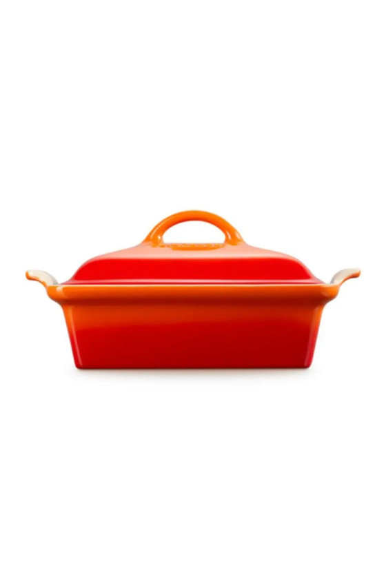 Le Creuset Heritage Ovenschaal met Deksel Vierkant, 23cm Oranjerood