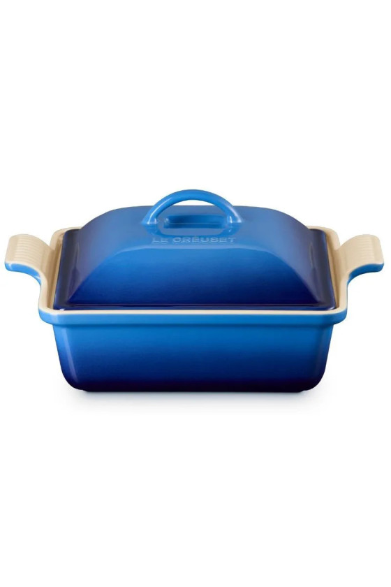 Le Creuset Heritage Ovenschaal met Deksel Vierkant, 23cm Azure