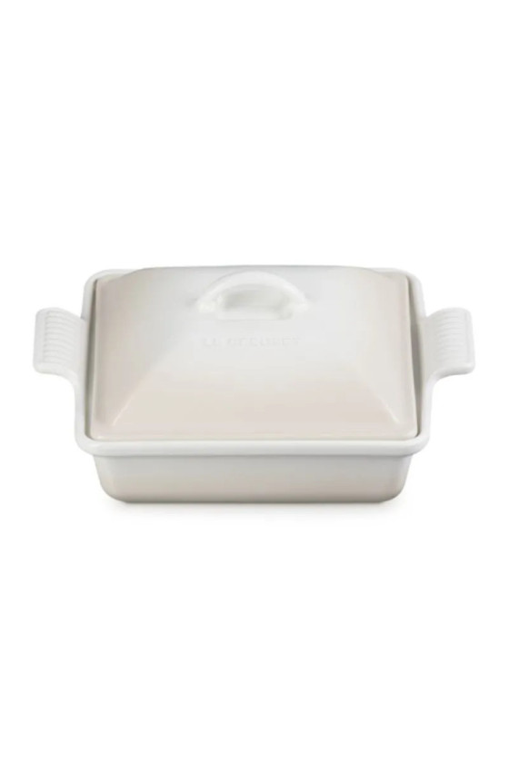 Le Creuset Heritage Ovenschaal met Deksel Vierkant, 23cm Meringue