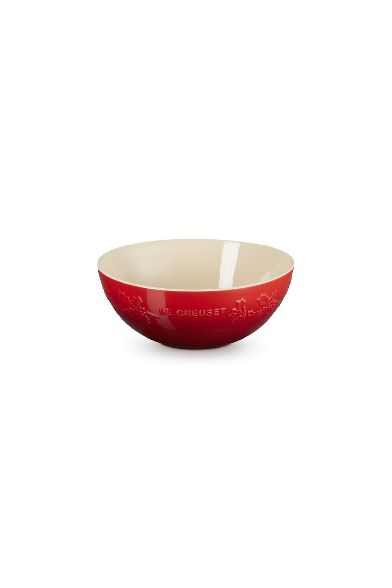 Le Creuset Serveerbowl Holly Collection Kersenrood 25cm