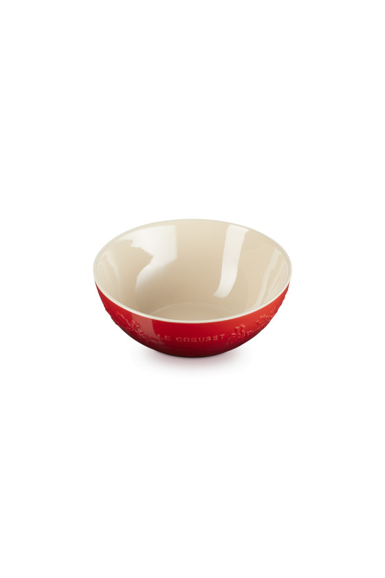 Le Creuset Serveerbowl Holly Collection Kersenrood 25cm
