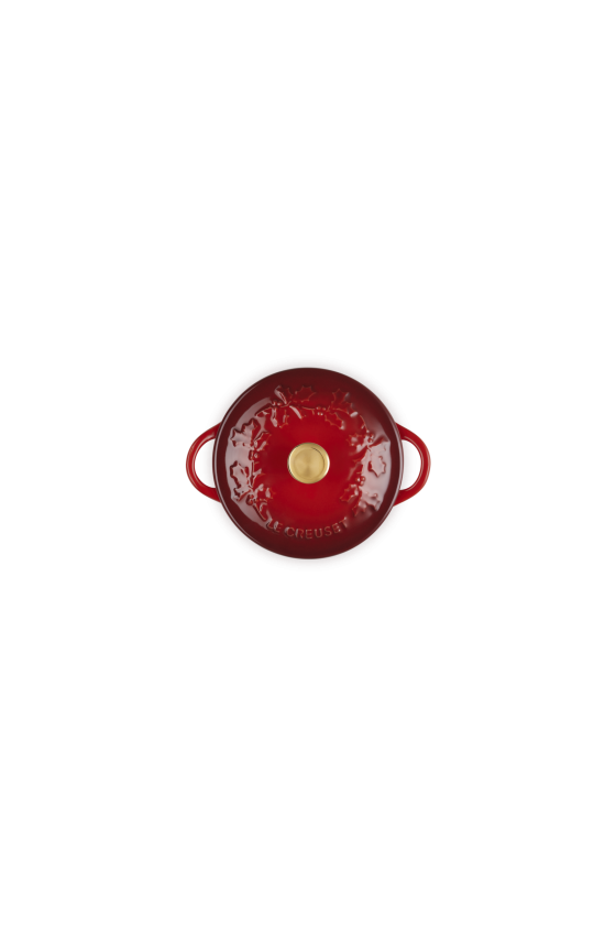 Le Creuset Mini Braaf/Stoofpannetje Holly Collection Kersenrood 10cm