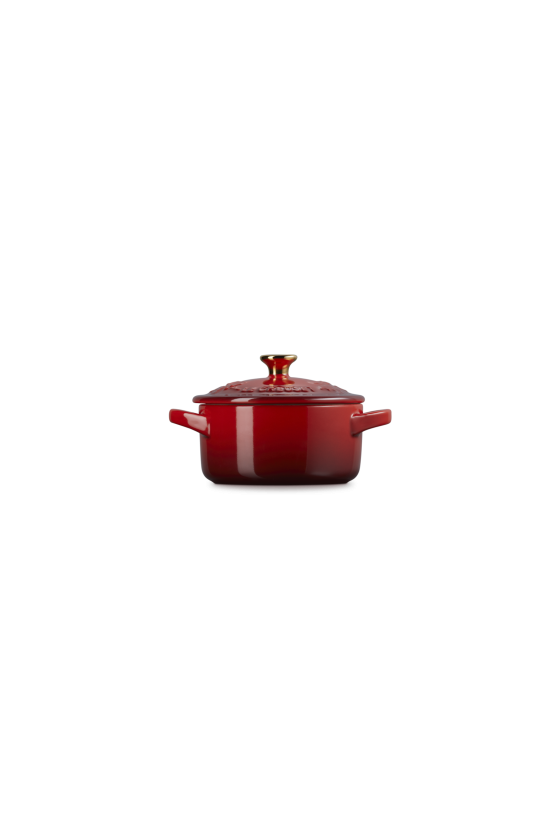 Le Creuset Mini Braaf/Stoofpannetje Holly Collection Kersenrood 10cm