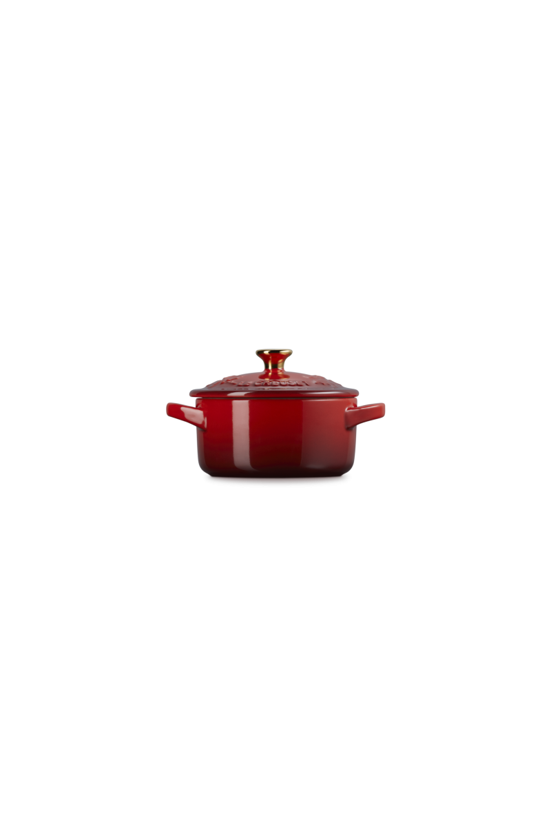 Le Creuset Mini Braaf/Stoofpannetje Holly Collection Kersenrood 10cm