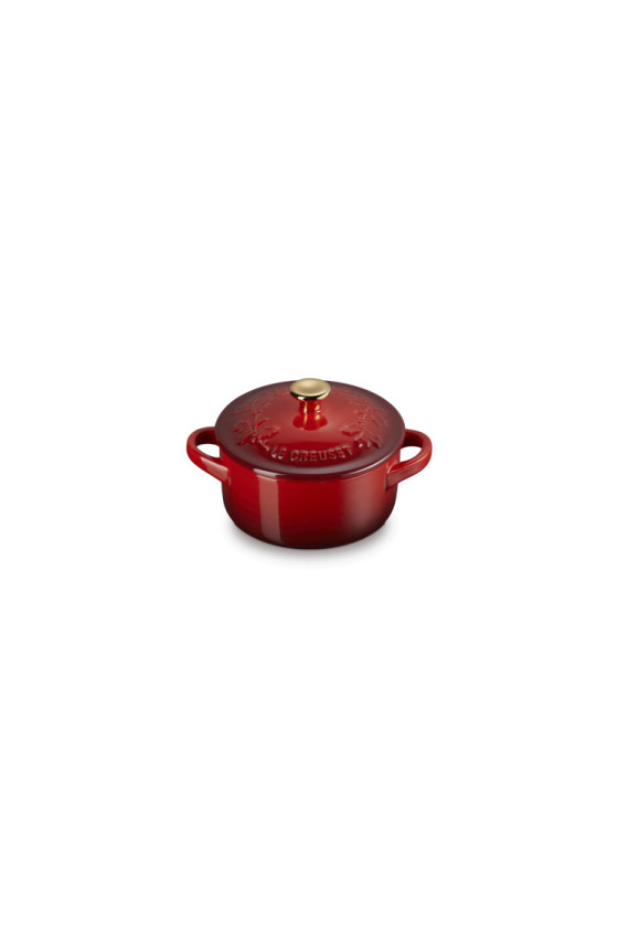 Le Creuset Mini Braaf/Stoofpannetje Holly Collection Kersenrood 10cm