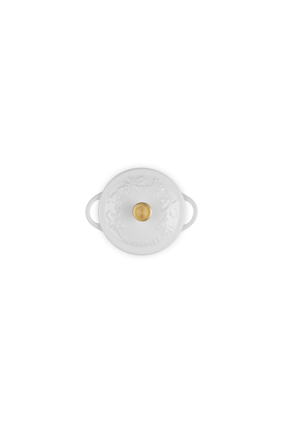 Le Creuset Mini Casserole Holly Collection, White, 10 cm