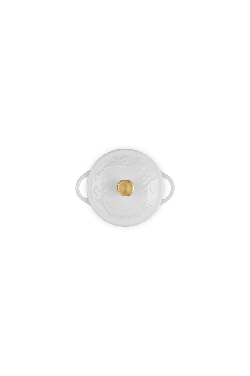 Le Creuset Mini Casserole Holly Collection, White, 10 cm