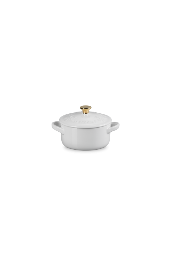 Le Creuset Mini Casserole Holly Collection, White, 10 cm