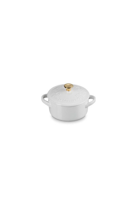 Le Creuset Mini Casserole Holly Collection, White, 10 cm