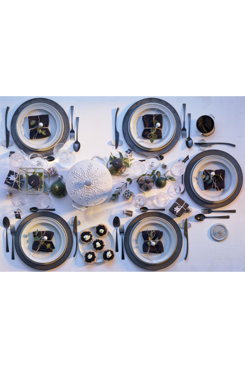 Staub La Cocotte Braadpan snowflake 24 cm / 3,6 l, Rond, White truffle