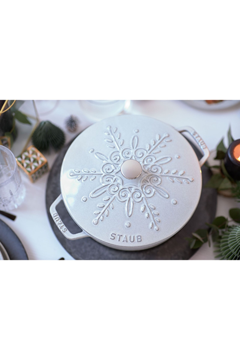 Staub La Cocotte Braadpan snowflake 24 cm / 3,6 l, Rond, White truffle
