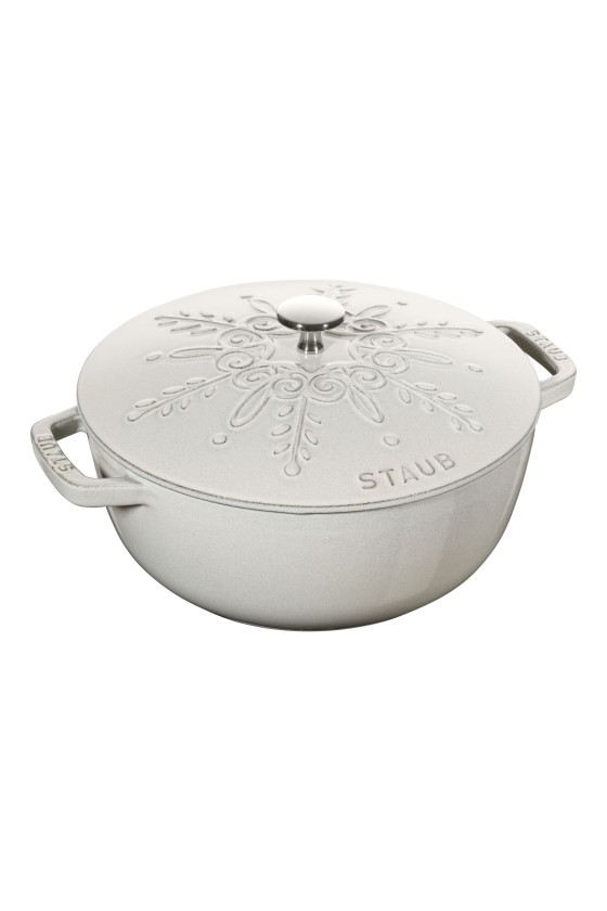 Staub La Cocotte Braadpan snowflake 24 cm / 3,6 l, Rond, White truffle