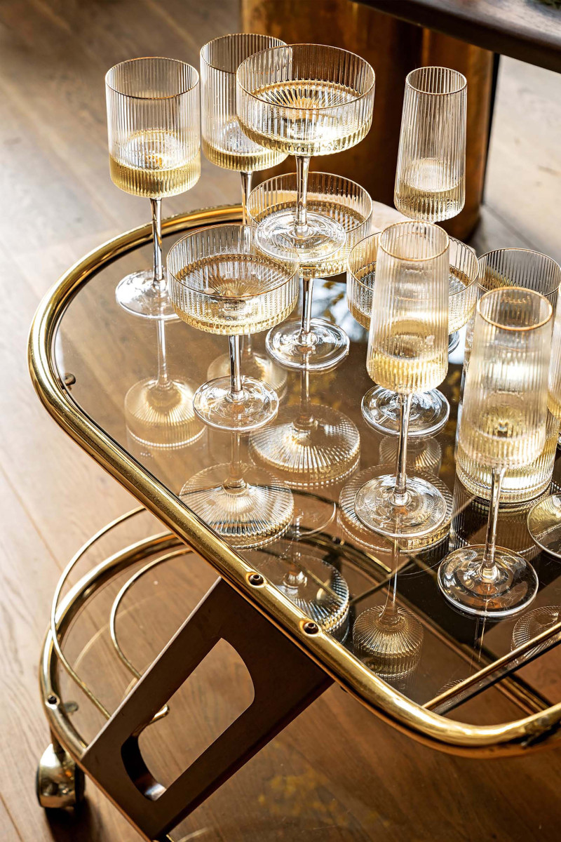 vtwonen Champagne Coupe met gouden rand - Set van 4