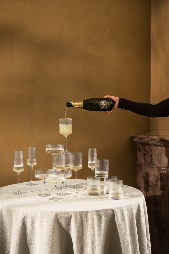 vtwonen Champagne Coupe met gouden rand - Set van 4