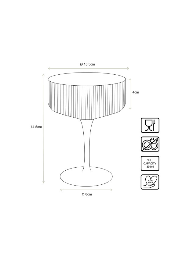 vtwonen Champagne Coupe met gouden rand - Set van 4