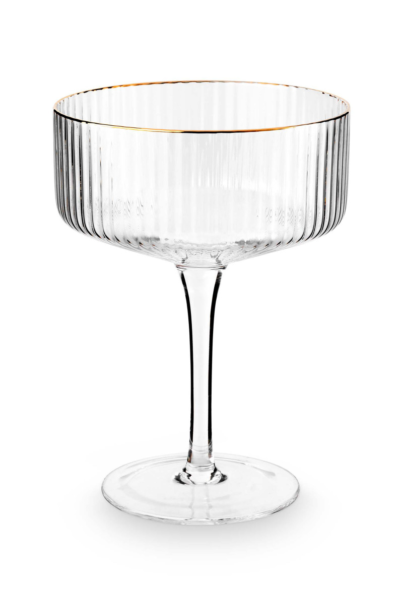 vtwonen Champagne Coupe met gouden rand - Set van 4