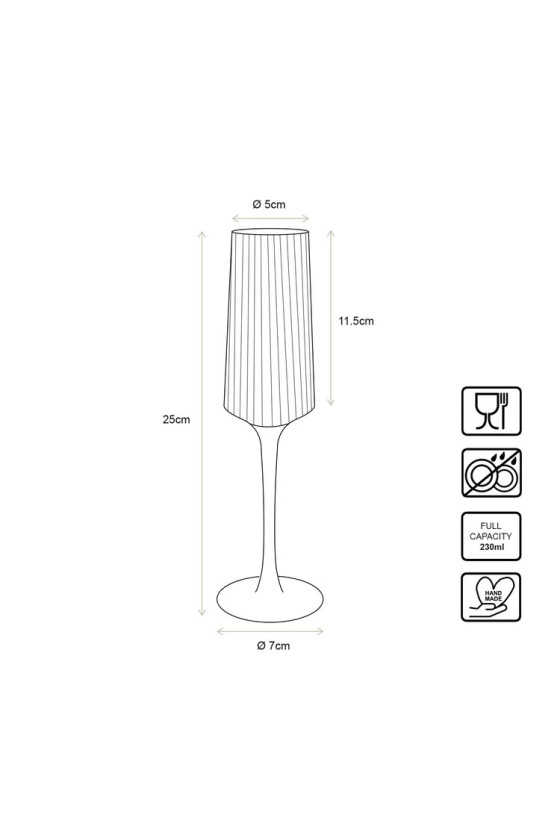 vtwonen Champagne Glass met gouden rand - Set van 4