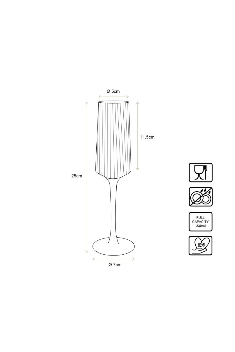 vtwonen Champagne Glass met gouden rand - Set van 4