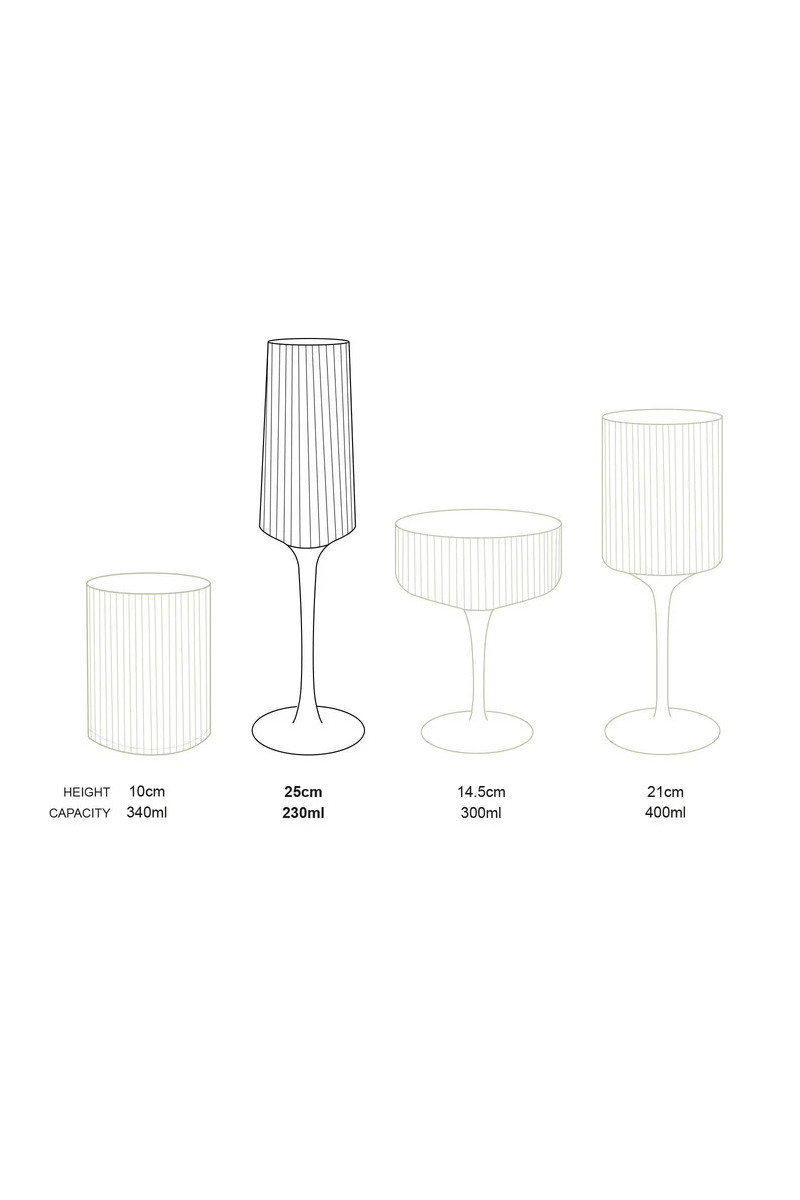 vtwonen Champagne Glass met gouden rand - Set van 4
