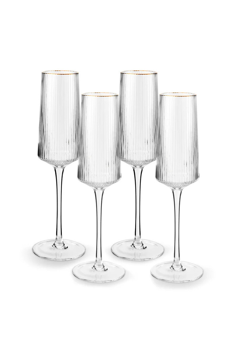 vtwonen Champagne Glass met gouden rand - Set van 4