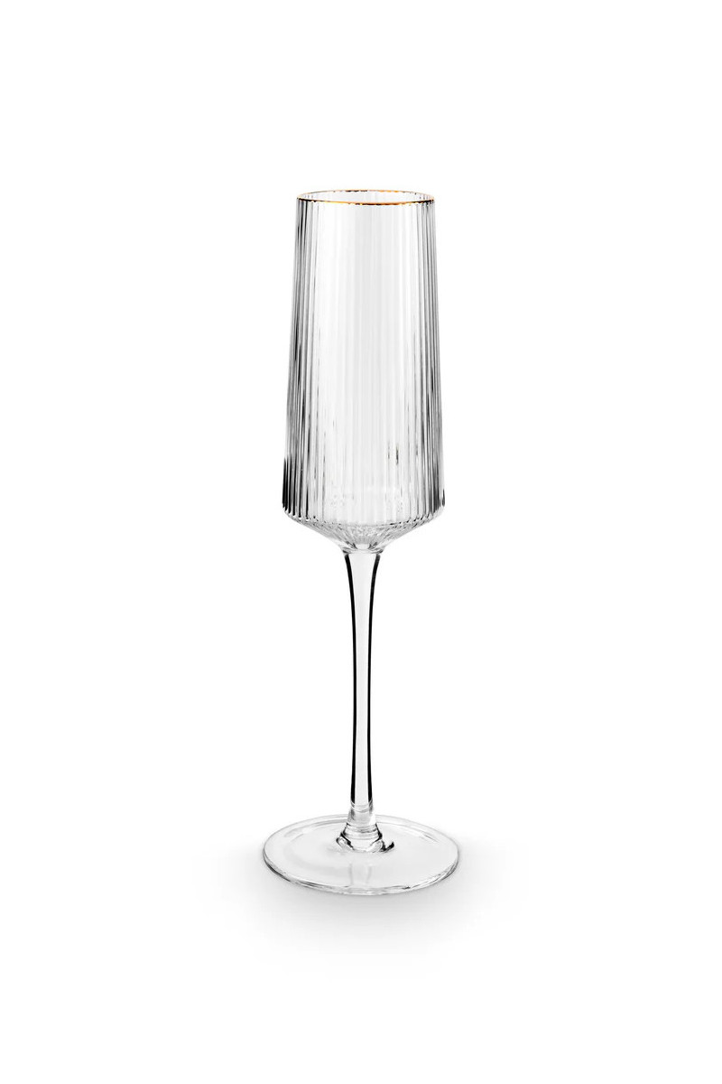 vtwonen Champagne Glass met gouden rand - Set van 4