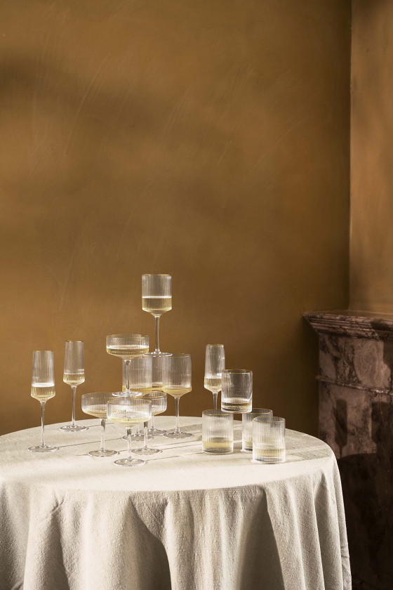 vtwonen Wijnglas met gouden rand - Set van 4