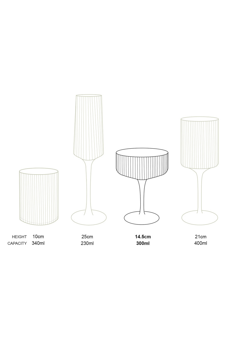 vtwonen Wijnglas met gouden rand - Set van 4