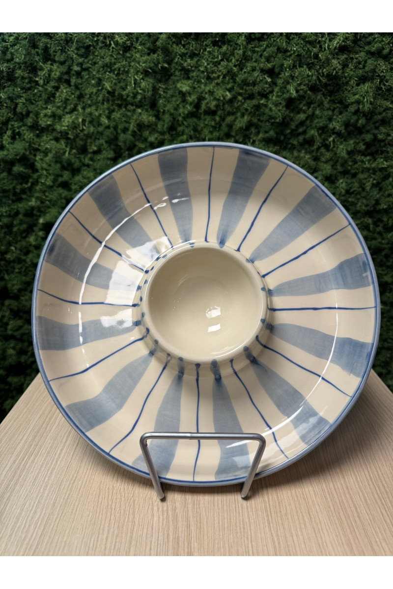 Nine Lizzy Chip & Dip Bowl Blue Stripes