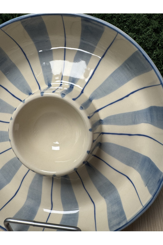 Nine Lizzy Chip & Dip Bowl Blue Stripes