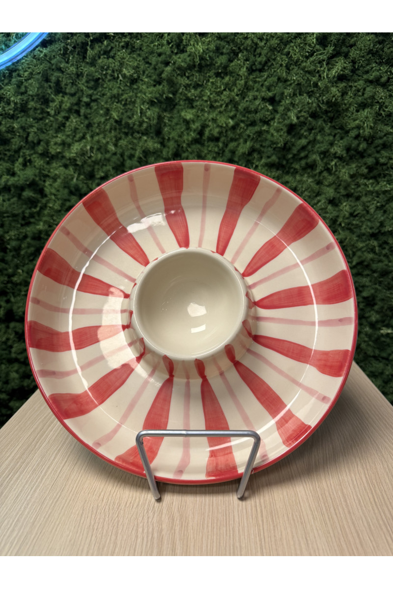 Nine Tobi Chip & Dip Bowl Red/Pink Stripes